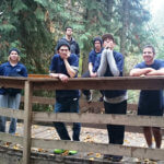 Photo Gallery: Teens Taking a Break on the Bridge During Hiking